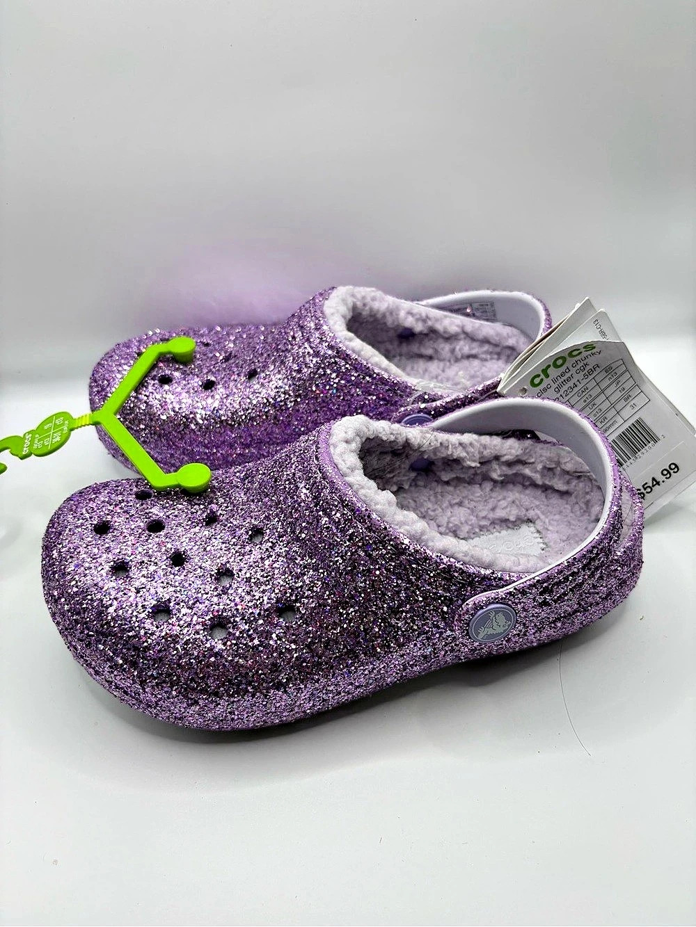 Crocs Classic Lined Chunky Glitter Clog Kids Purple Girls US 13/J1
